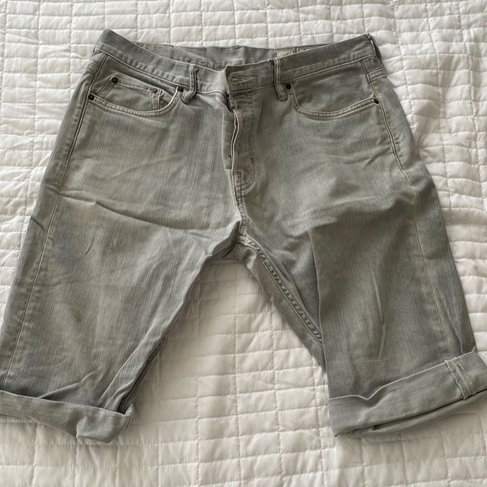 All Saints Grey Jean Shorts (32w)